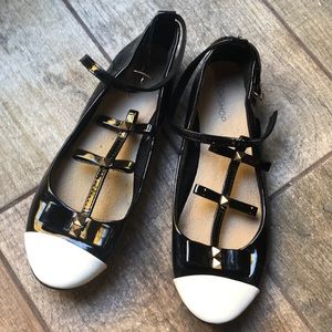 Topshop T-strap Maryjanes Ballet Flats Pyramid Bow